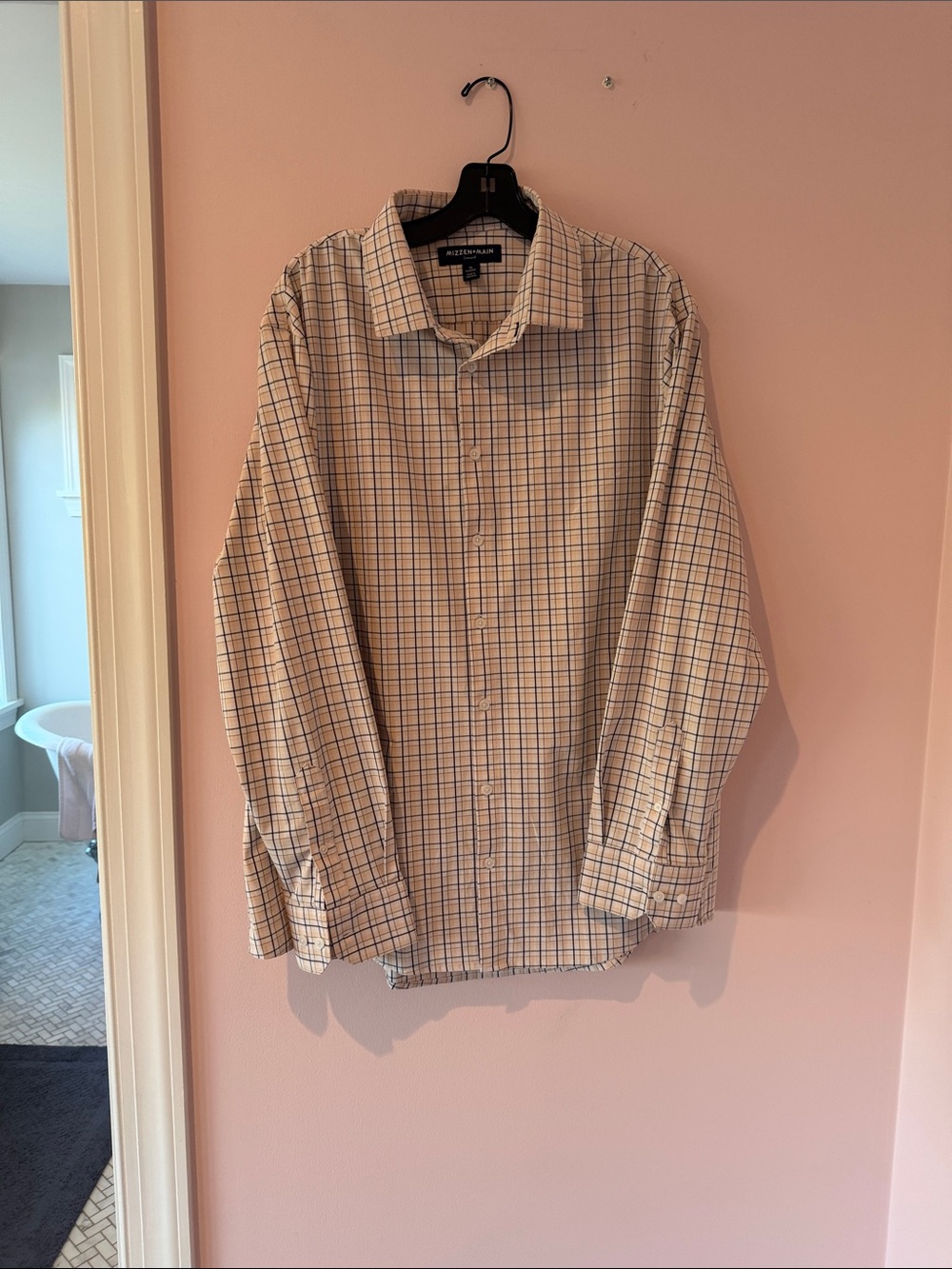 Mizzen+Main Men's Button-Up Plaid Shirt - White & Blue
